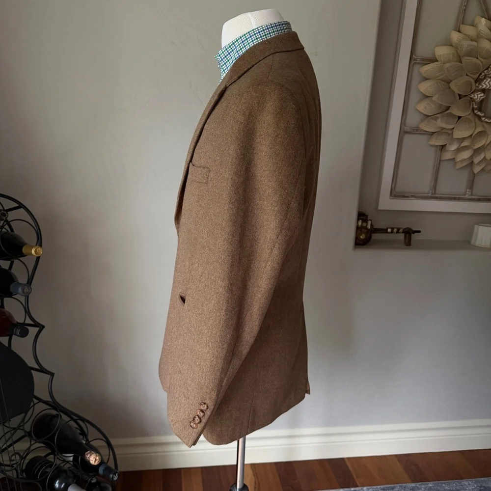 Stafford Executive Jacket Mens Brown 100% Camel Hair Two Buttons Blazer Size 42R